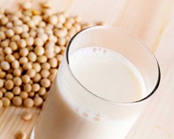 Glass of milk and chick peas