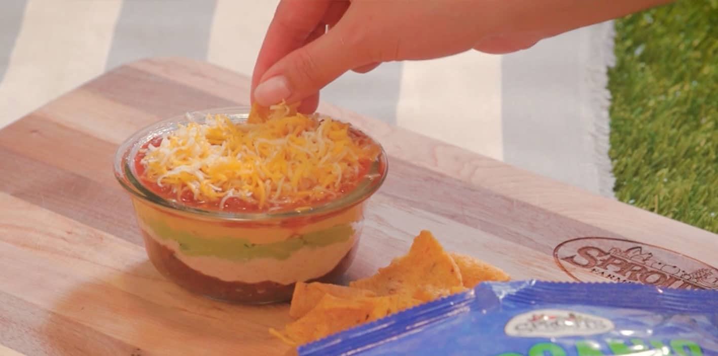 7-layer mini dip in a bowl