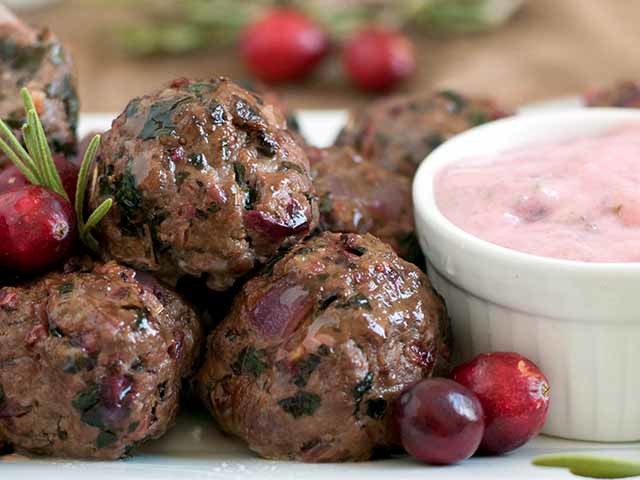 Holiday Meatballs with Cranberry Aioli