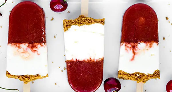 Cherry cheesecake popsicles