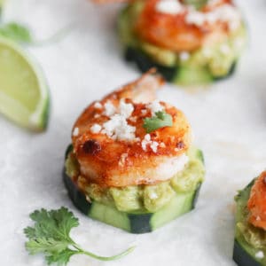 Guacamole and Shrimp Cucumber Bites