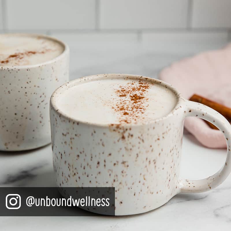 Snickerdoodle latte with cinnamon in a coffee cup