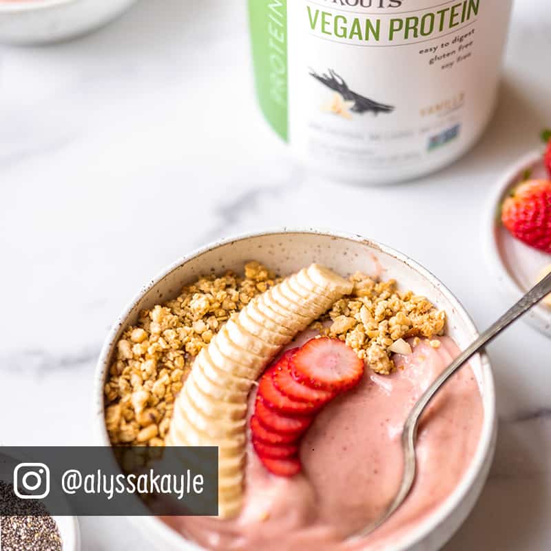 Sprouts vegan protein strawberry smoothie bowl