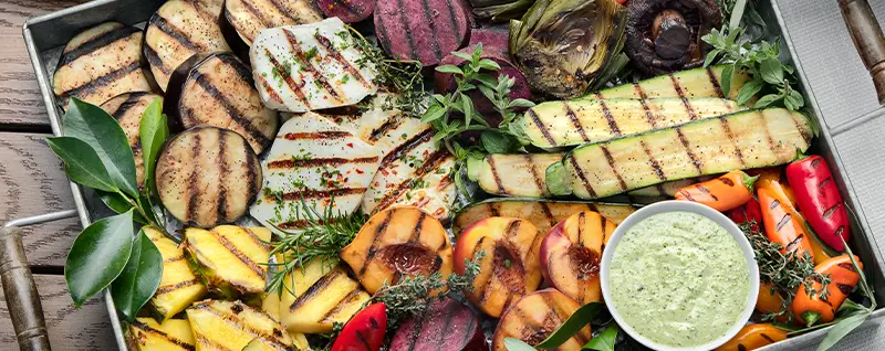 grilled vegetables on a pan