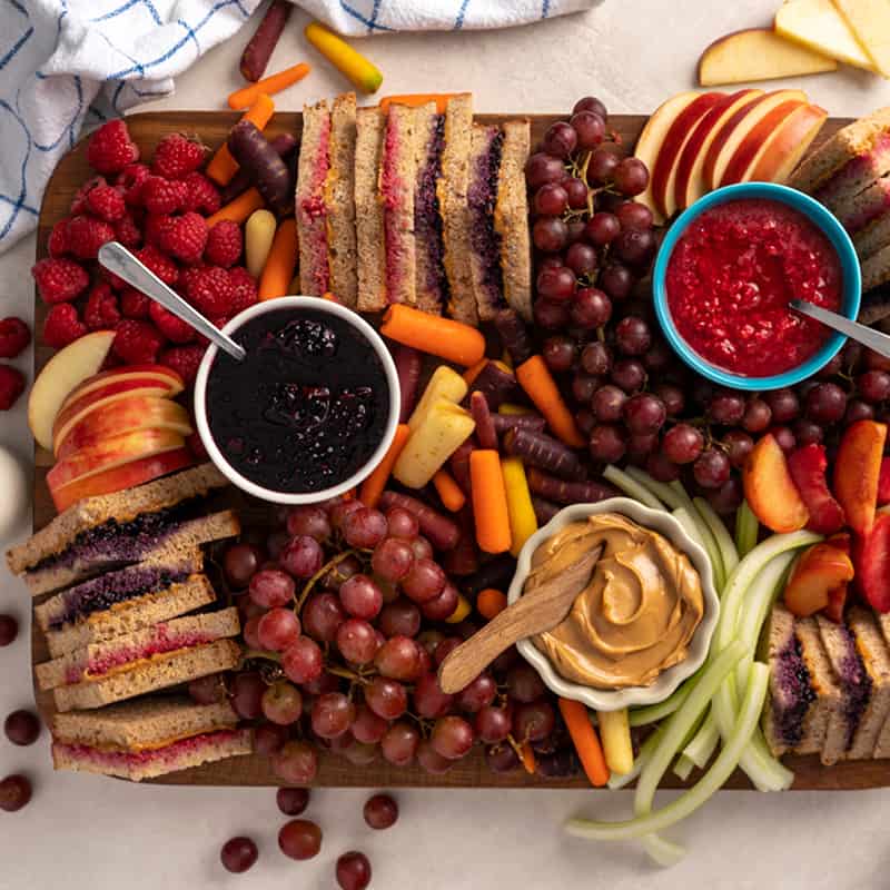 Kid-friendly PB&J Snack Board
