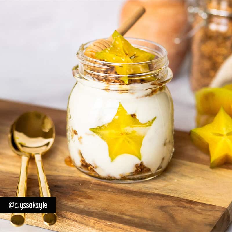 starfruit parfait in a glass