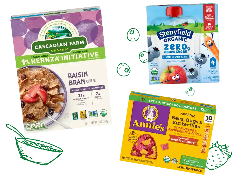 Cascadian Farm, Stonyfield and Annie's products