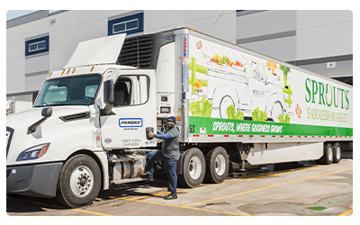 Semi truck in front of Sprouts distribution center