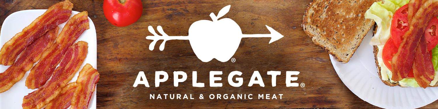 Applegate bacon image with Applegate logo in the center