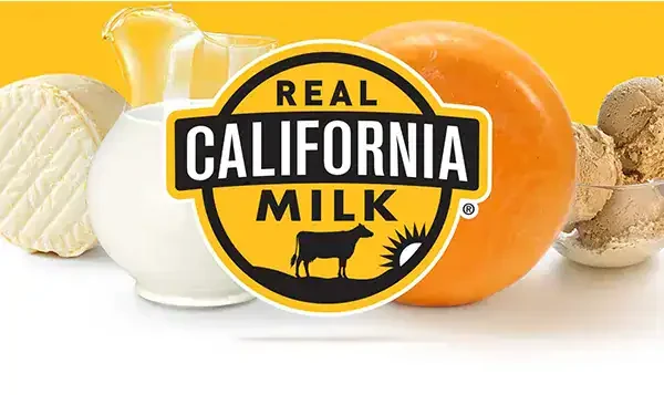Real California Milk logo surrounded by dairy products
