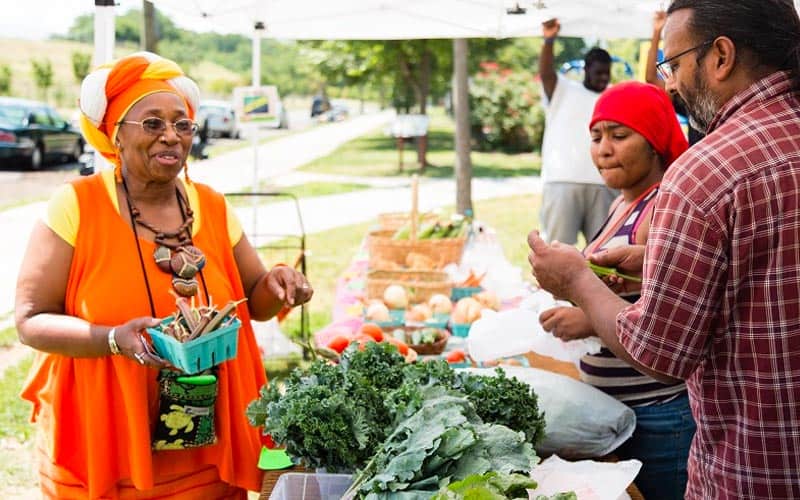 people shopping in the common market