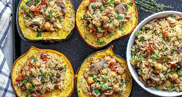 Mushroom Stuffed Squash