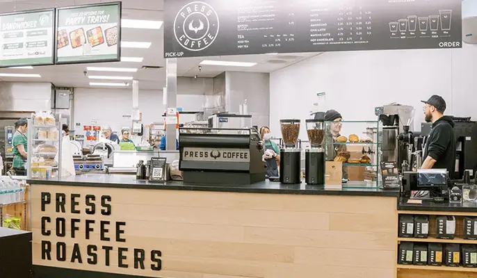 Press Coffee Kiosk in sprouts store