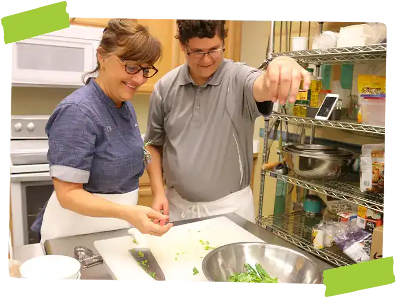 Adults learning to cook