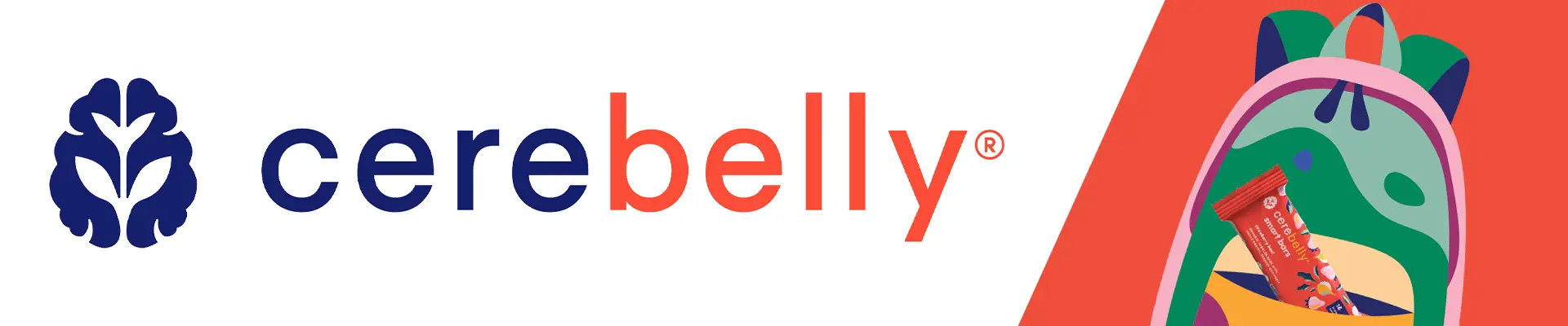 Cerebelly logo next to an illustration of a backpack with a smart bar inside