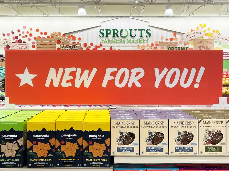 New for You sign in a sprouts store