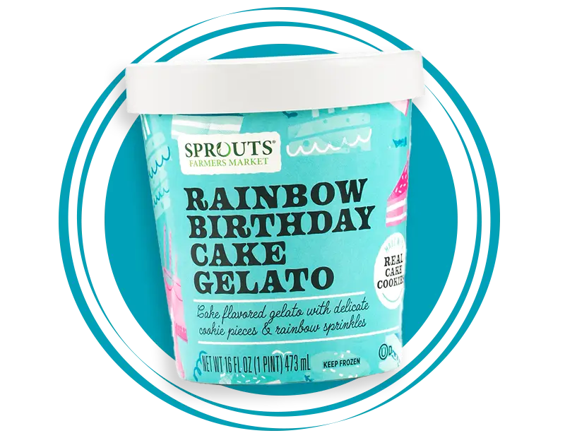 Sprouts Brand Rainbow Birthday Cake Gelato