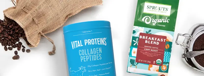 Vital Proteins and sprouts brand coffee.