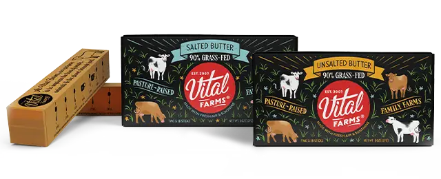 Vital Farms salted and unsalted butters