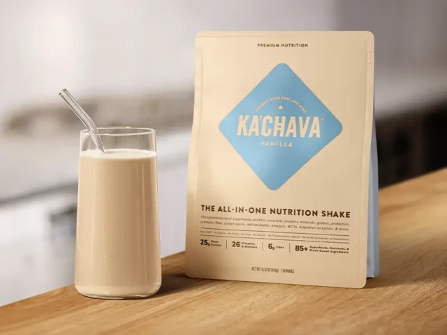 Vanilla KaChava package next to a glass