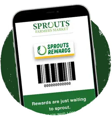 Sprouts Rewards logo and barcode on a phone screen