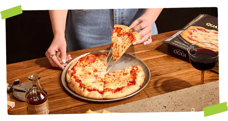 Quattro pizza on a serving platter