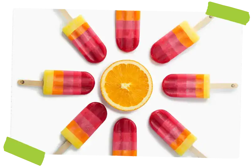 JonnyPops surrounding an orange slice