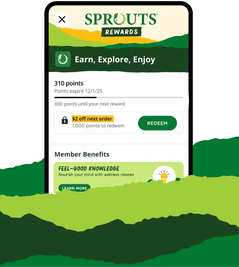 Sprouts Rewards Hub on a mobile phone