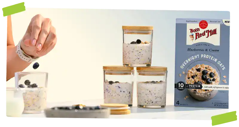 Blueberries & Cream Protein Overnight Oats