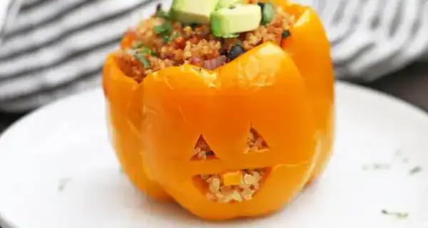 Taco Quinoa Stuffed Pepper Jack-O-Lantern