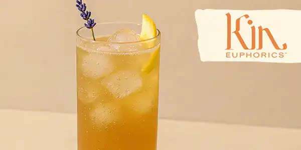 Kin Euphorics logo next to drinks
