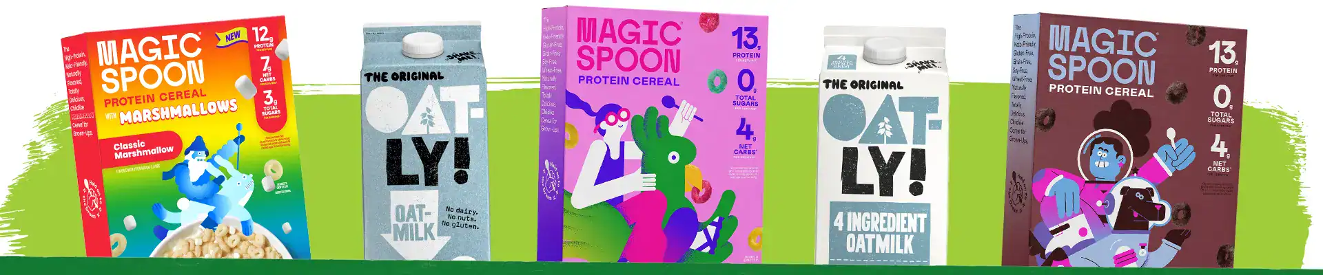 Oatly and Magic Spoon products