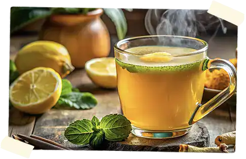 Tea in a glass with lemon
